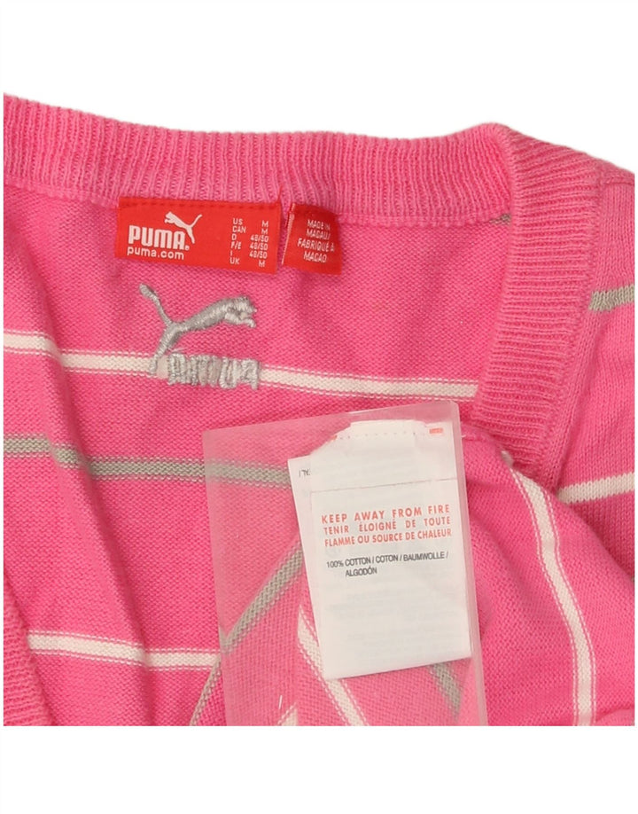 Puma Débardeur Vest Homme Rose Moyen Rayé Coton
