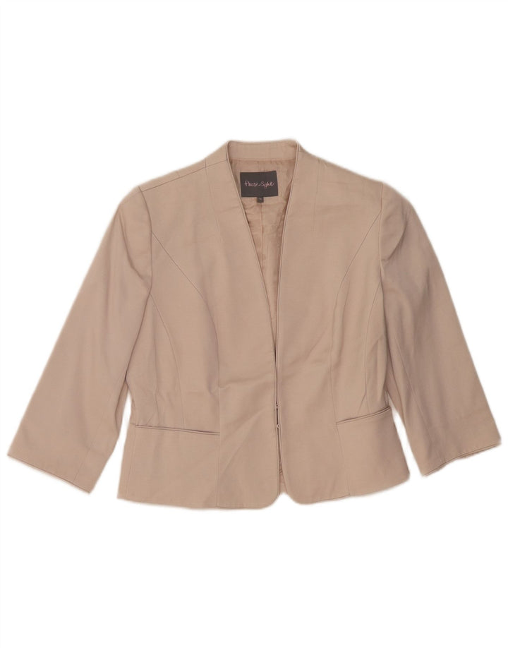 Phase Eight Veste Blazer Manches 3/4 Femme UK 12 Acétate Beige Moyen