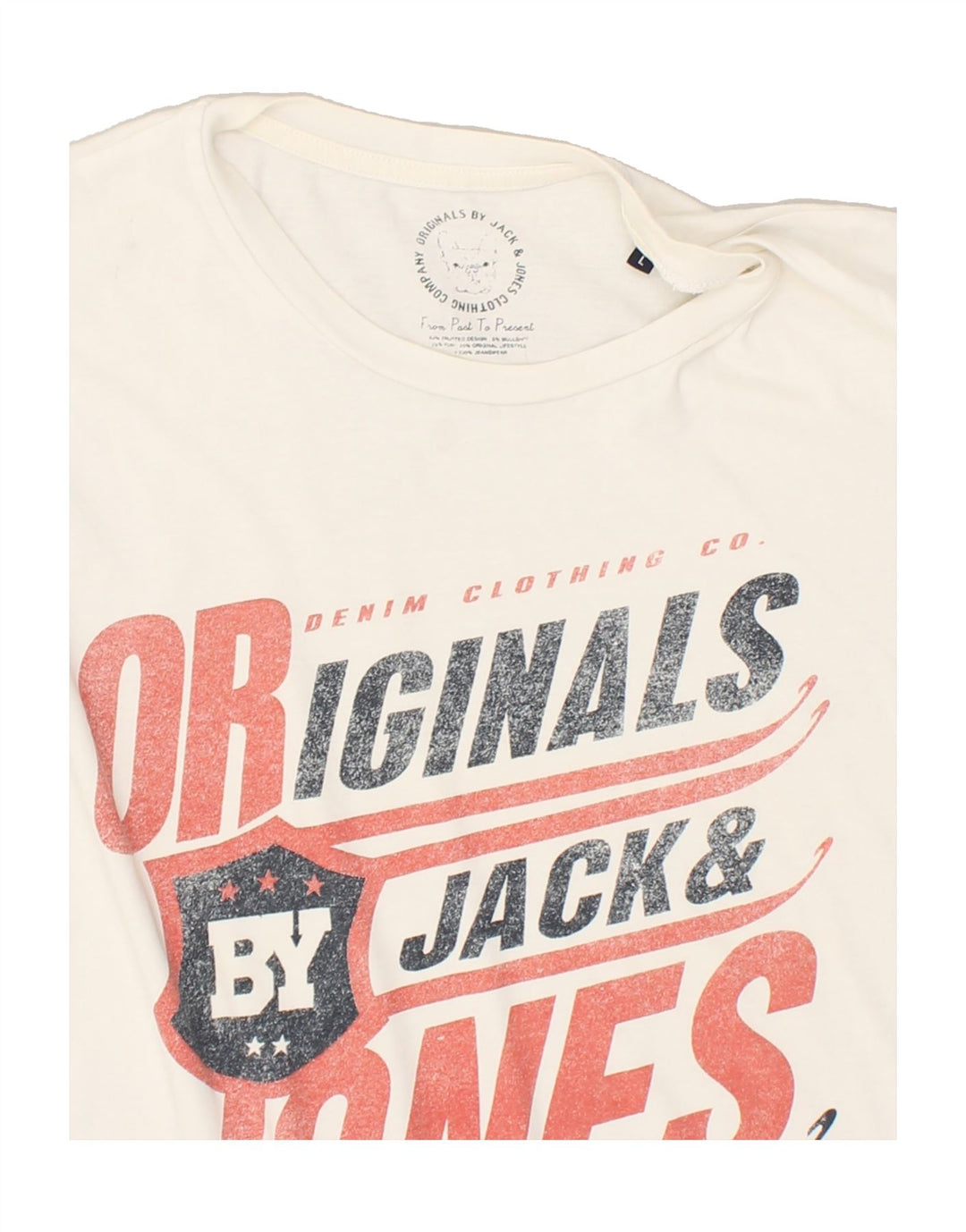 JACK & JONES Mens Graphic T-Shirt Top Large Off White Cotton | Vintage Jack & Jones | Thrift | Second-Hand Jack & Jones | Used Clothing | Messina Hembry 