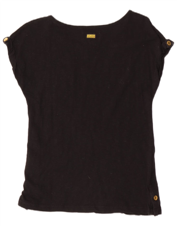 Barbour T-Shirt Femme Top UK 8 Petit Coton Noir