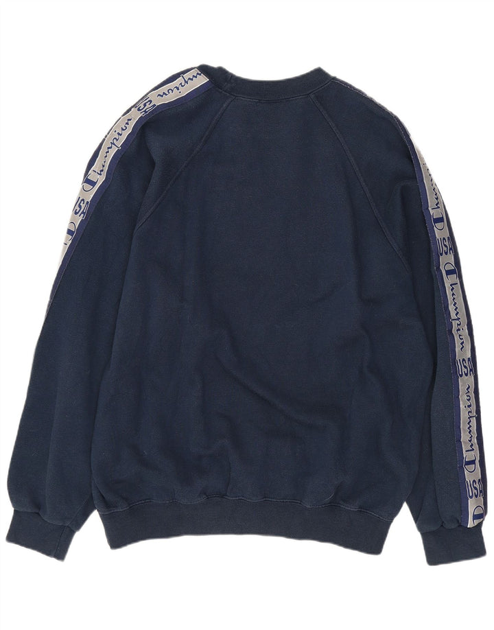 CHAMPION Sweat-Shirt Graphique Homme Bleu Marine Moyen Coton