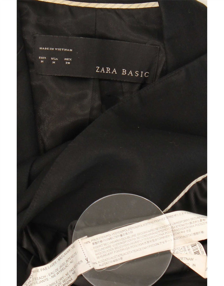 Zara Femme 1 Bouton Blazer Veste UK 12 Moyen Noir Polyester