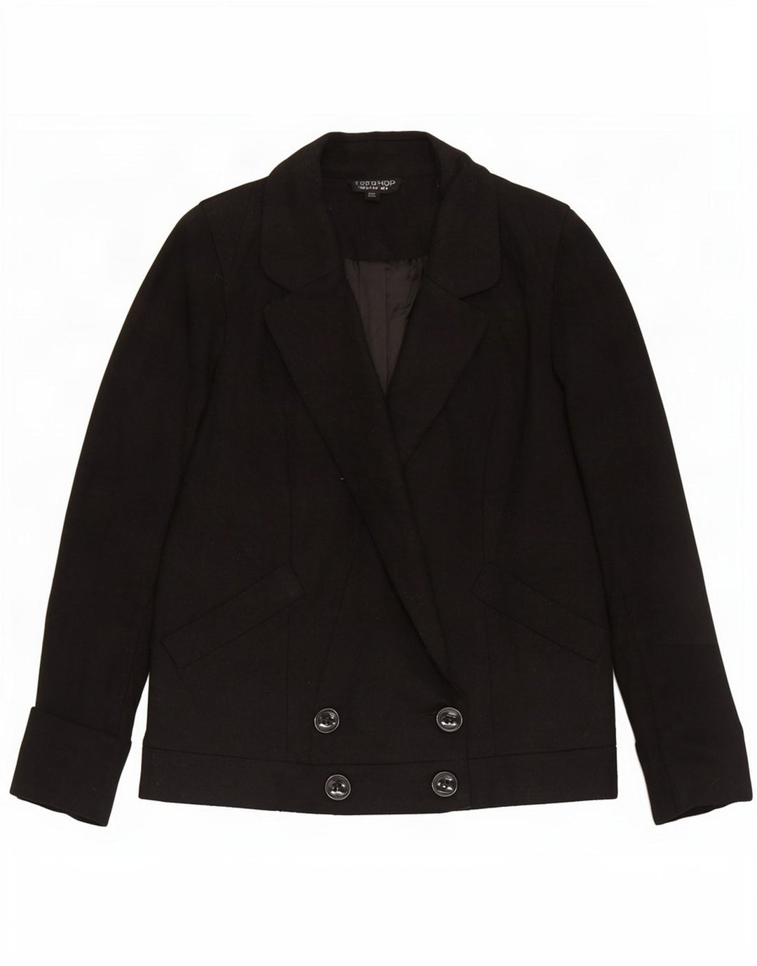 Topshop Veste Blazer Double Boutonnage Femme UK 8 Petite Laine Noire