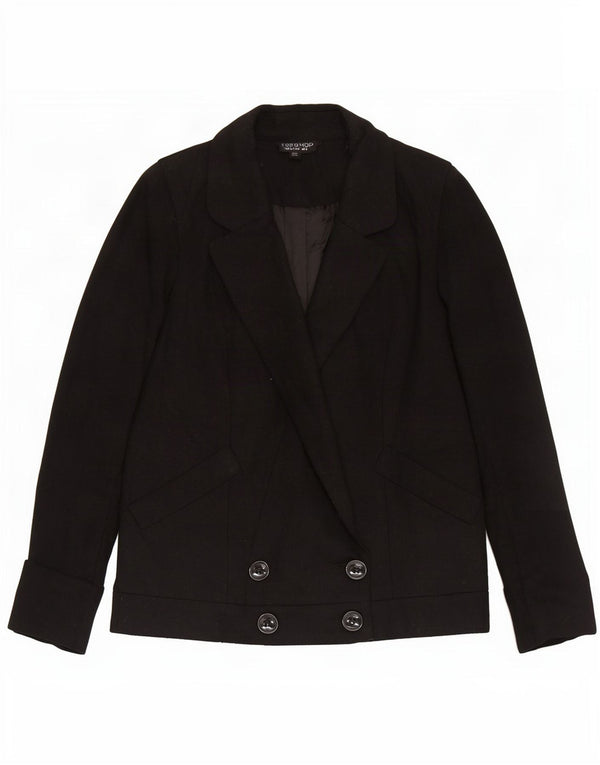 Topshop Veste Blazer Double Boutonnage Femme UK 8 Petite Laine Noire