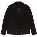 Topshop Veste Blazer Double Boutonnage Femme UK 8 Petite Laine Noire