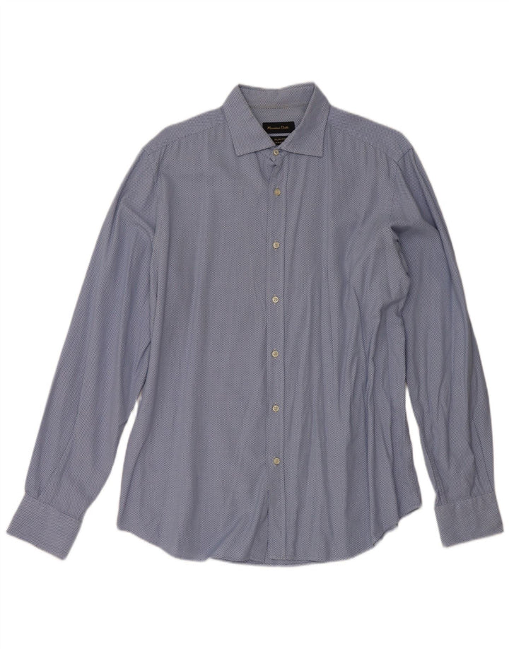Massimo Dutti Chemise Slim Fit Homme Bleu Géométrique