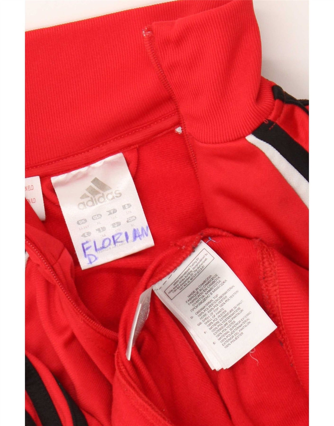 Adidas Veste de Survêtement Garçon 15-16 ans Rouge Colorblock Polyester