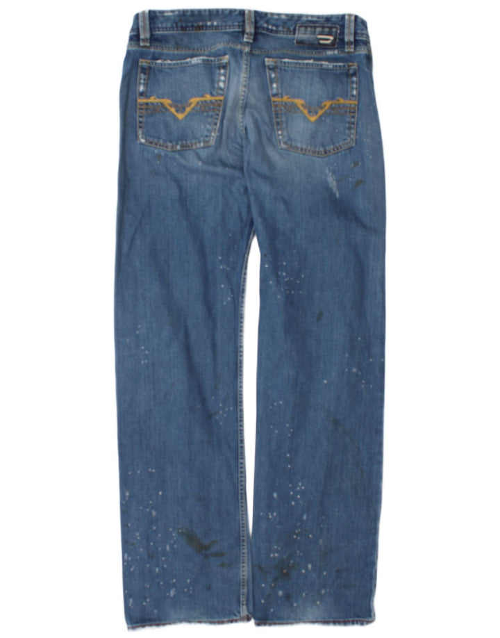 Diesel Jean droit vieilli W34 L34 en coton bleu pour homme