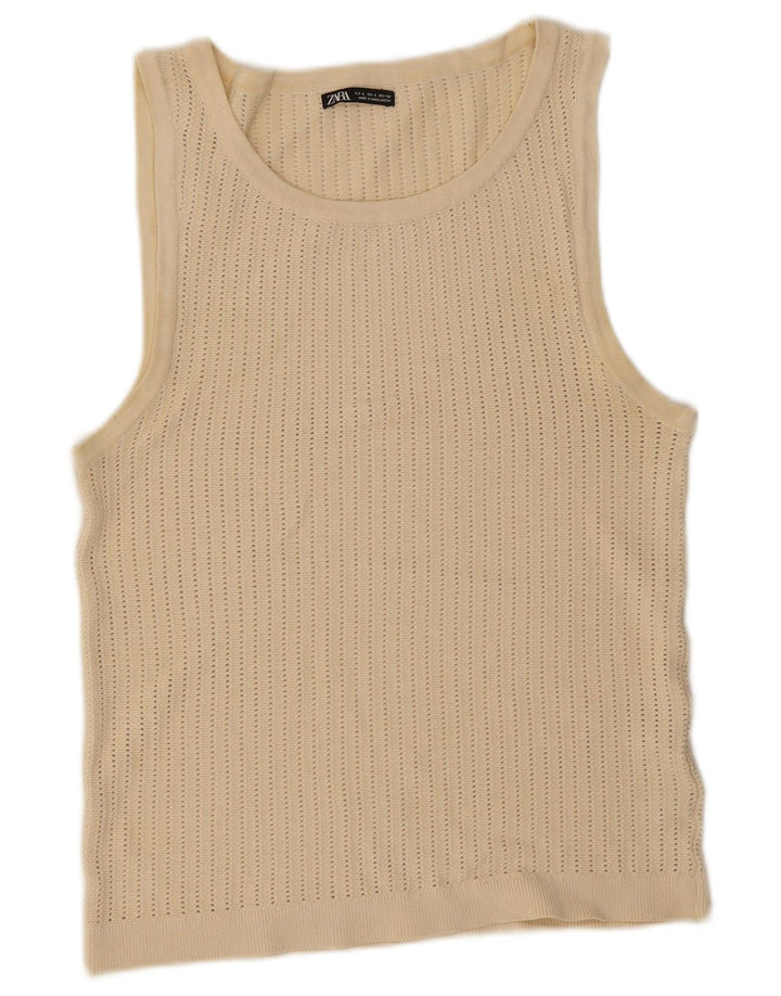 Zara Femme Débardeur UK 14 Large Beige Viscose