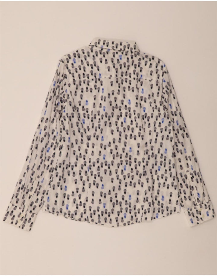 J. CREW Womens Abstract Pattern Shirt UK 16 Large White Cotton Vintage J. Crew and Second-Hand J. Crew from Messina Hembry 