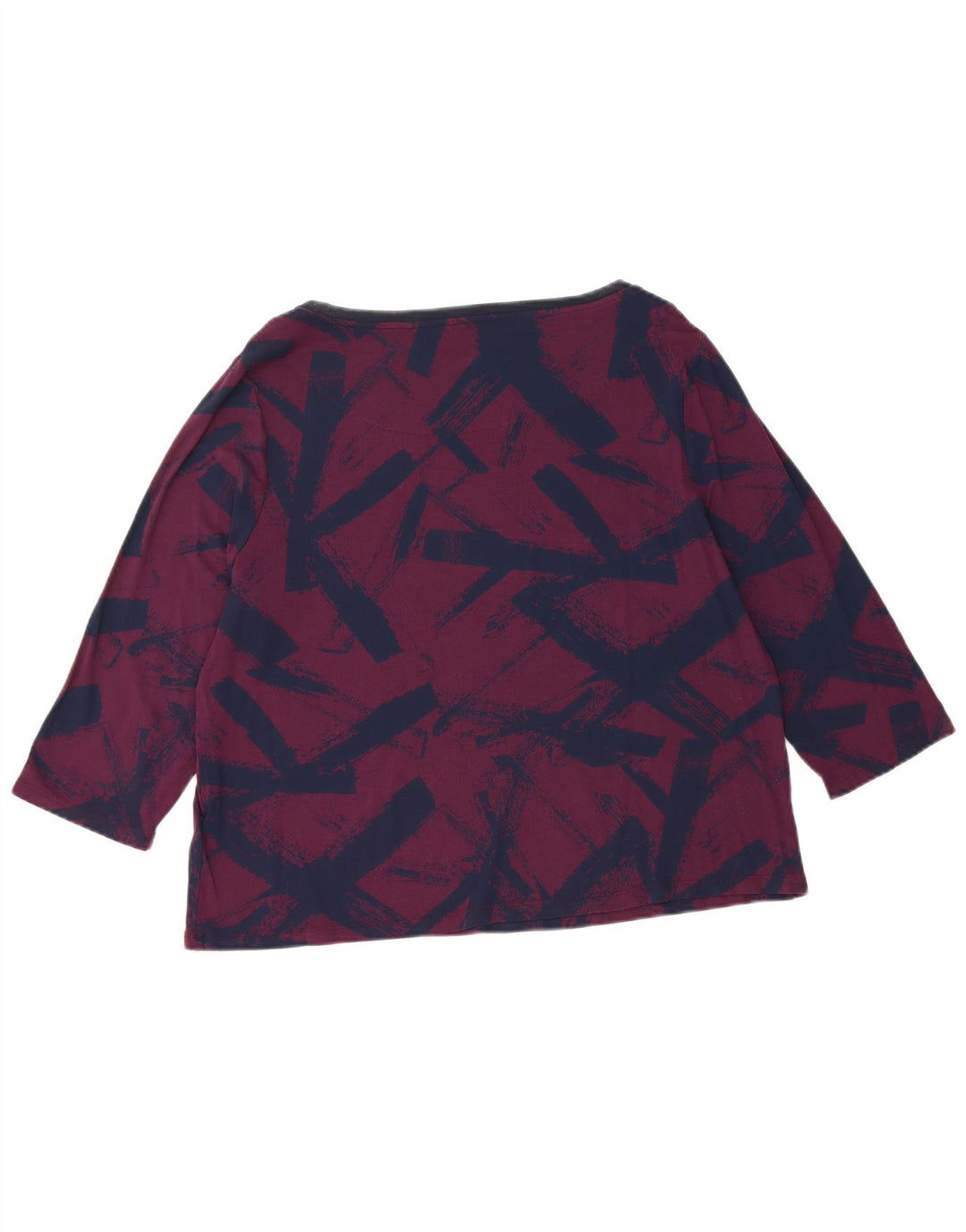 MARKS & SPENCER Haut Femme Manches 3/4 UK 18 XL Violet Géométrique Viscose