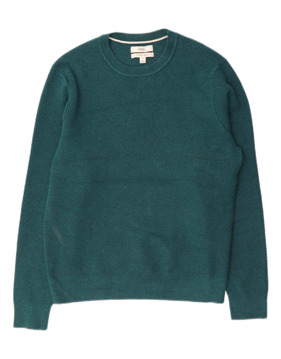 Marks & Spencer Pull col rond pour homme en coton vert petit
