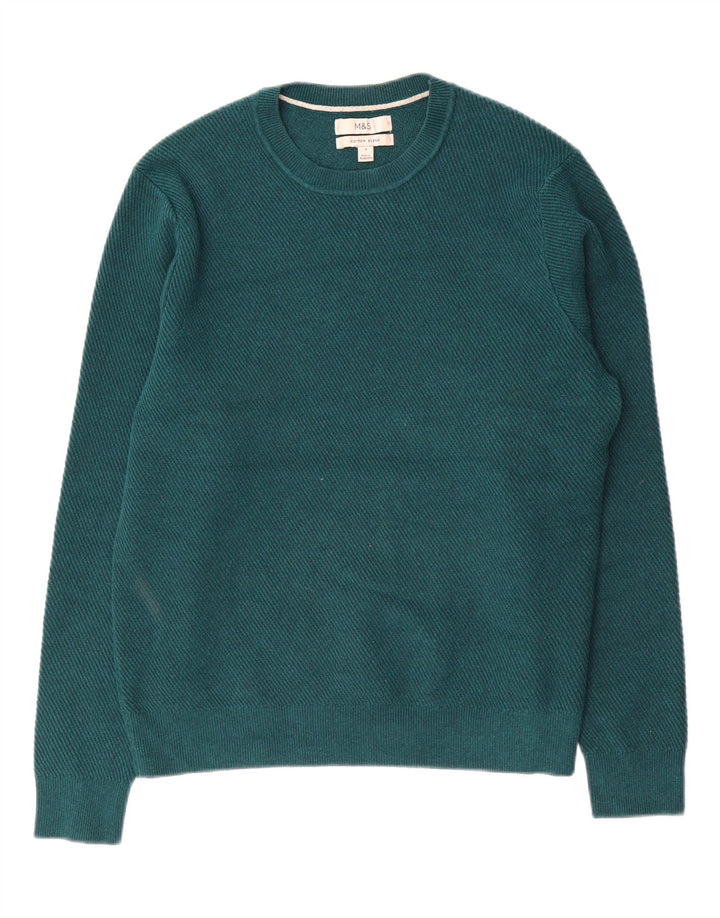 Marks & Spencer Pull col rond pour homme en coton vert petit