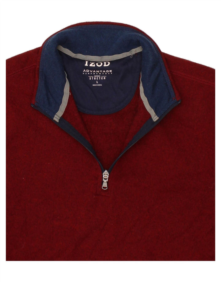 IZOD Mens Zip Neck Fleece Jumper Large Red Polyester Vintage Izod and Second-Hand Izod from Messina Hembry 