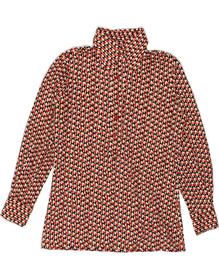VINTAGE Womens Abstract Pattern Pullover Shirt IT 42 Medium Red Vintage Vintage and Second-Hand Vintage from Messina Hembry 