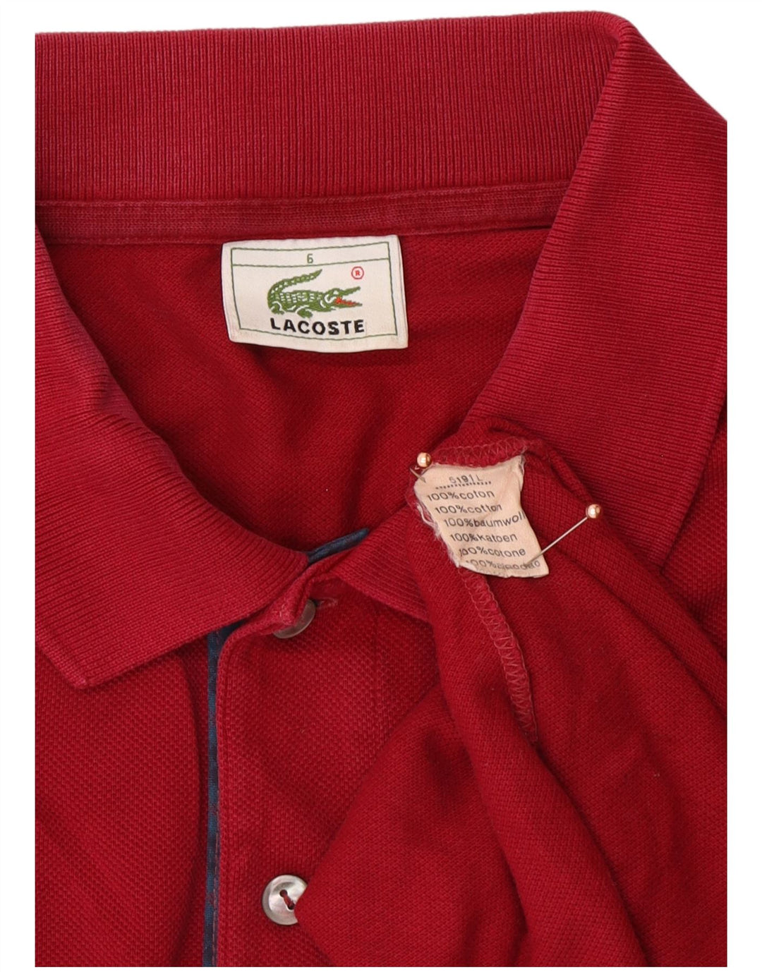 LACOSTE Polo Homme Taille 6 XL Rouge Coton