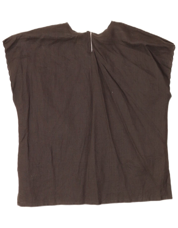 Umberto Severi Blouse Top UK 14 Femme Lin Floral Noir Moyen