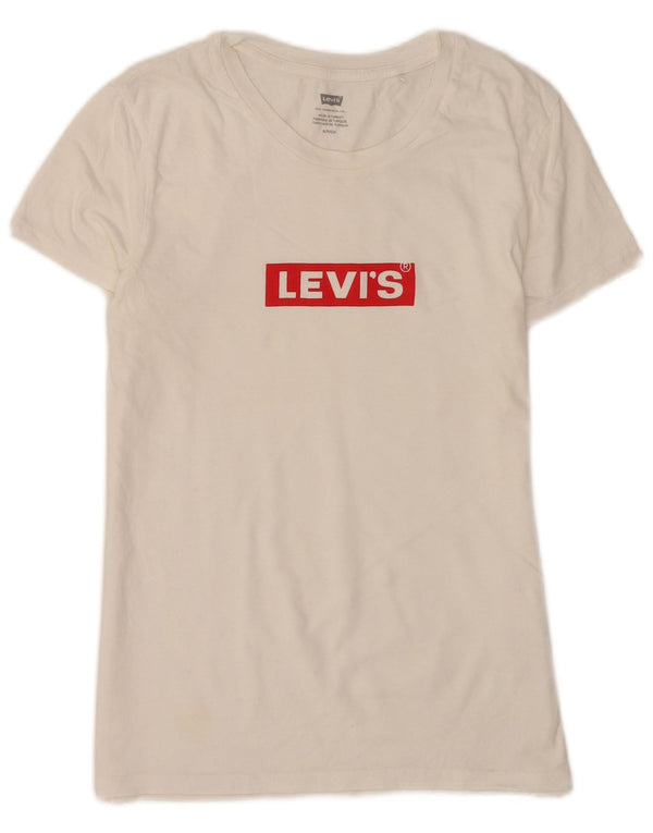 Levi's T-Shirt Graphique Femme UK 8 Small Blanc Coton