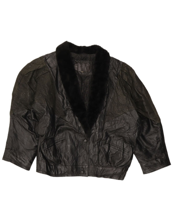 M.G Veste en cuir surdimensionnée pour femme UK 18 XL Imprimé animal noir