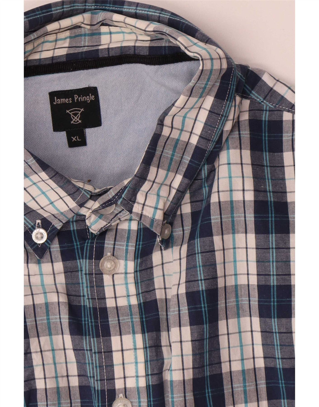 James Pringle Chemise Homme XL Bleu Carreaux Coton
