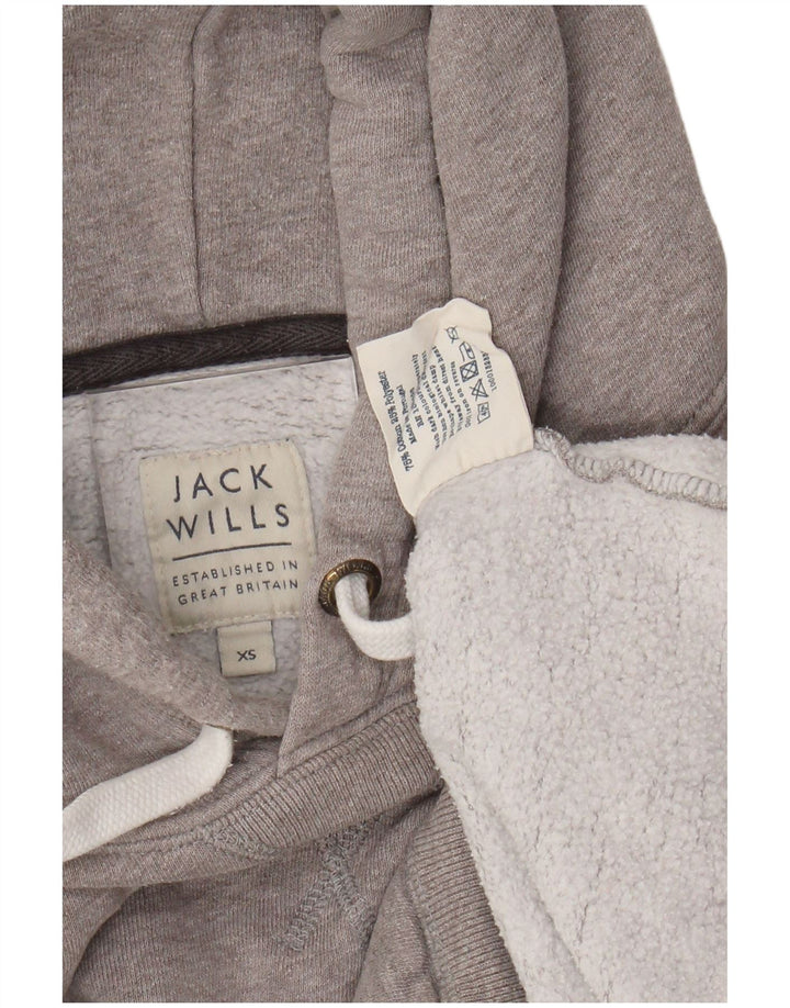 JACK WILLS Pull à capuche surdimensionné graphique pour femme UK 6 XS Gris Coton