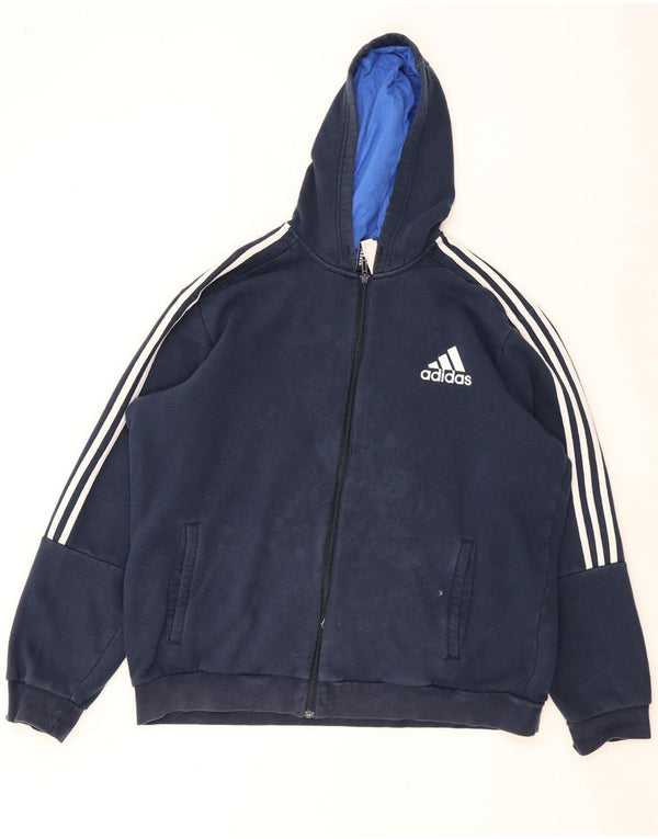 Adidas Pull à capuche zippé pour homme 2XL en coton bleu marine