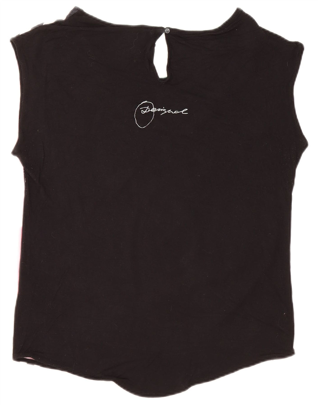 Desigual T-shirt graphique surdimensionné pour femme UK 10 Small Noir Viscose