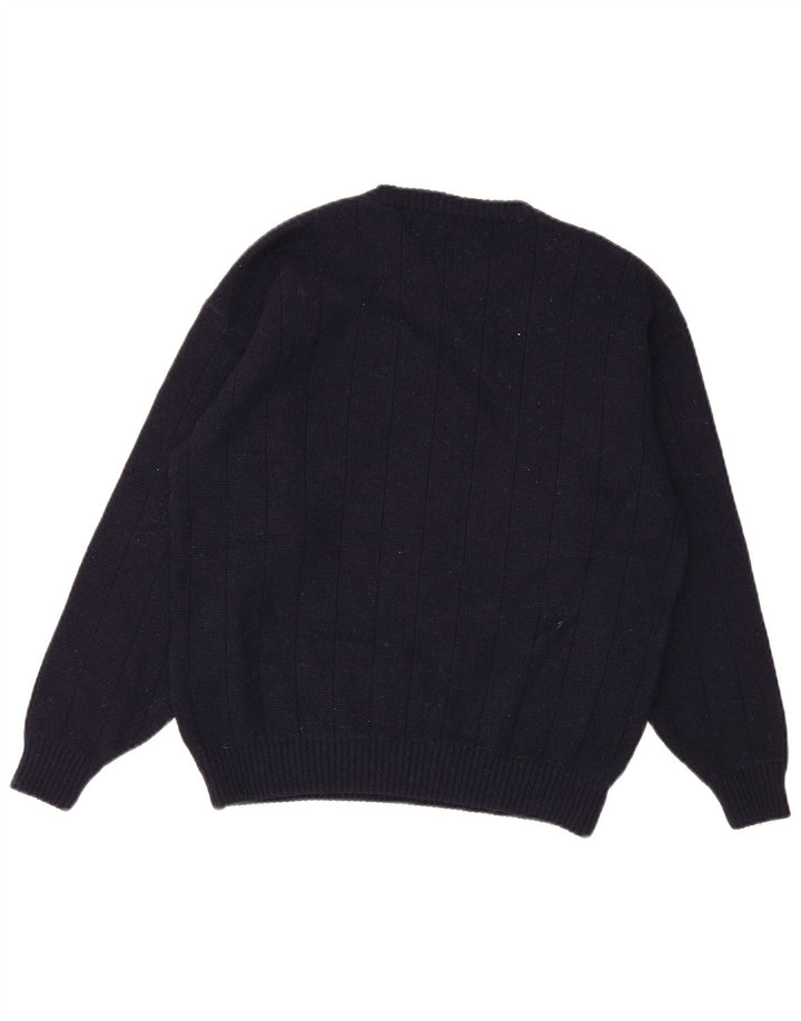 vintage Homme Ras du Cou Pull Pull Bleu Marine Moyen