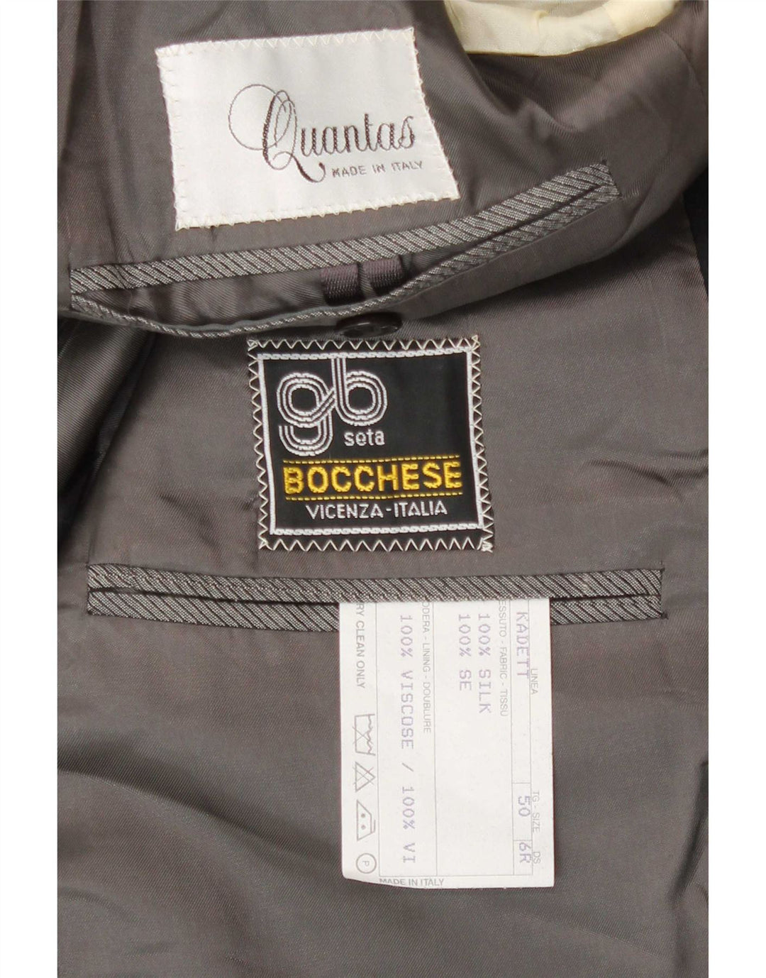 Quantas Veste Blazer 1 Bouton Homme IT 50 Large Gris Colorblock Soie
