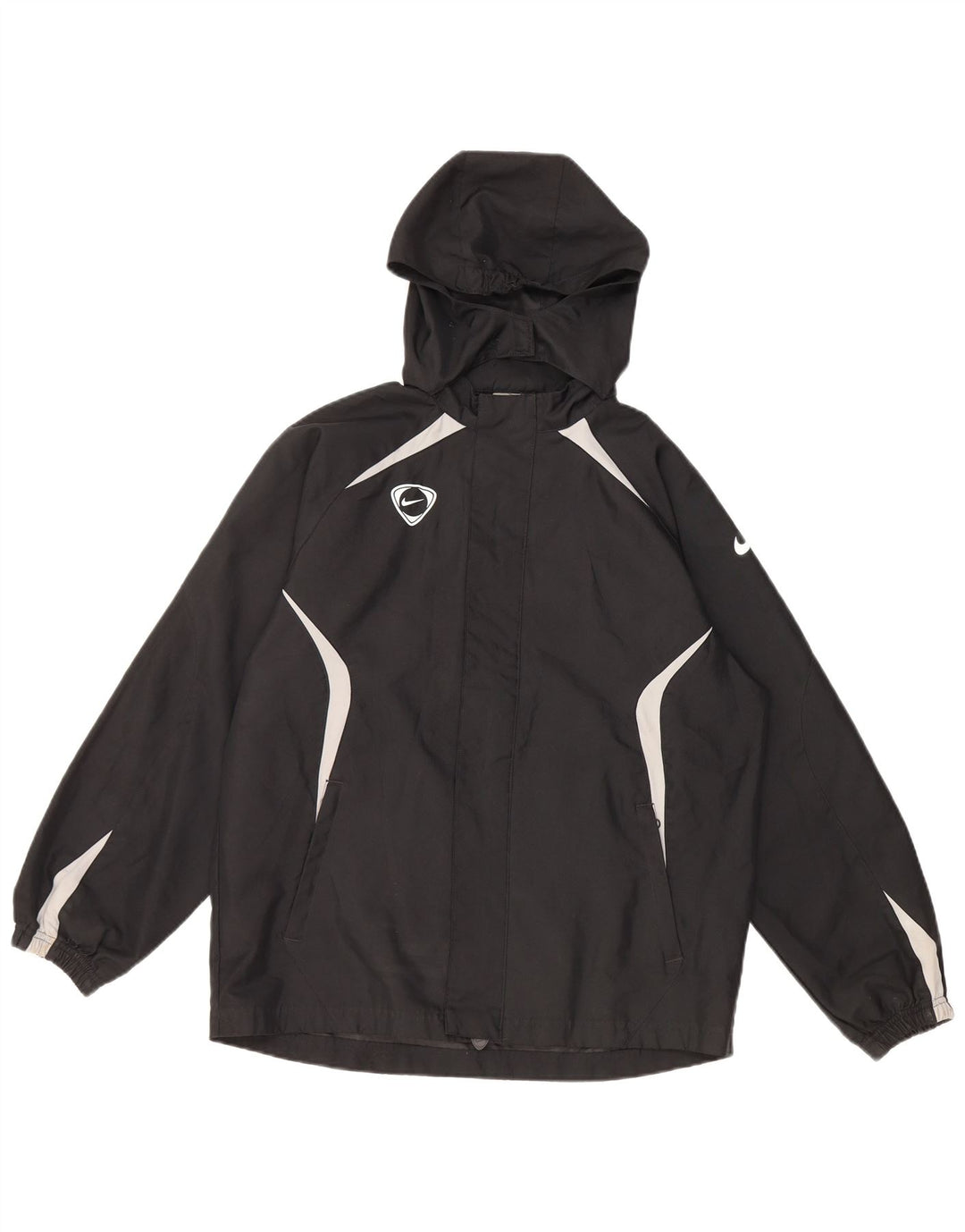 NIKE Veste de pluie à capuche pour garçon 12-13 ans Large Noir Colorblock Polyester