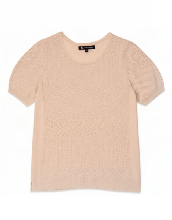 Crew Clothing T-Shirt Femme Top UK 12 Medium Blanc Viscose