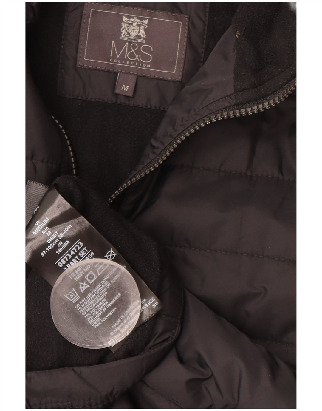 MARKS & SPENCER Veste matelassée homme UK 38 Medium Noir Polyamide