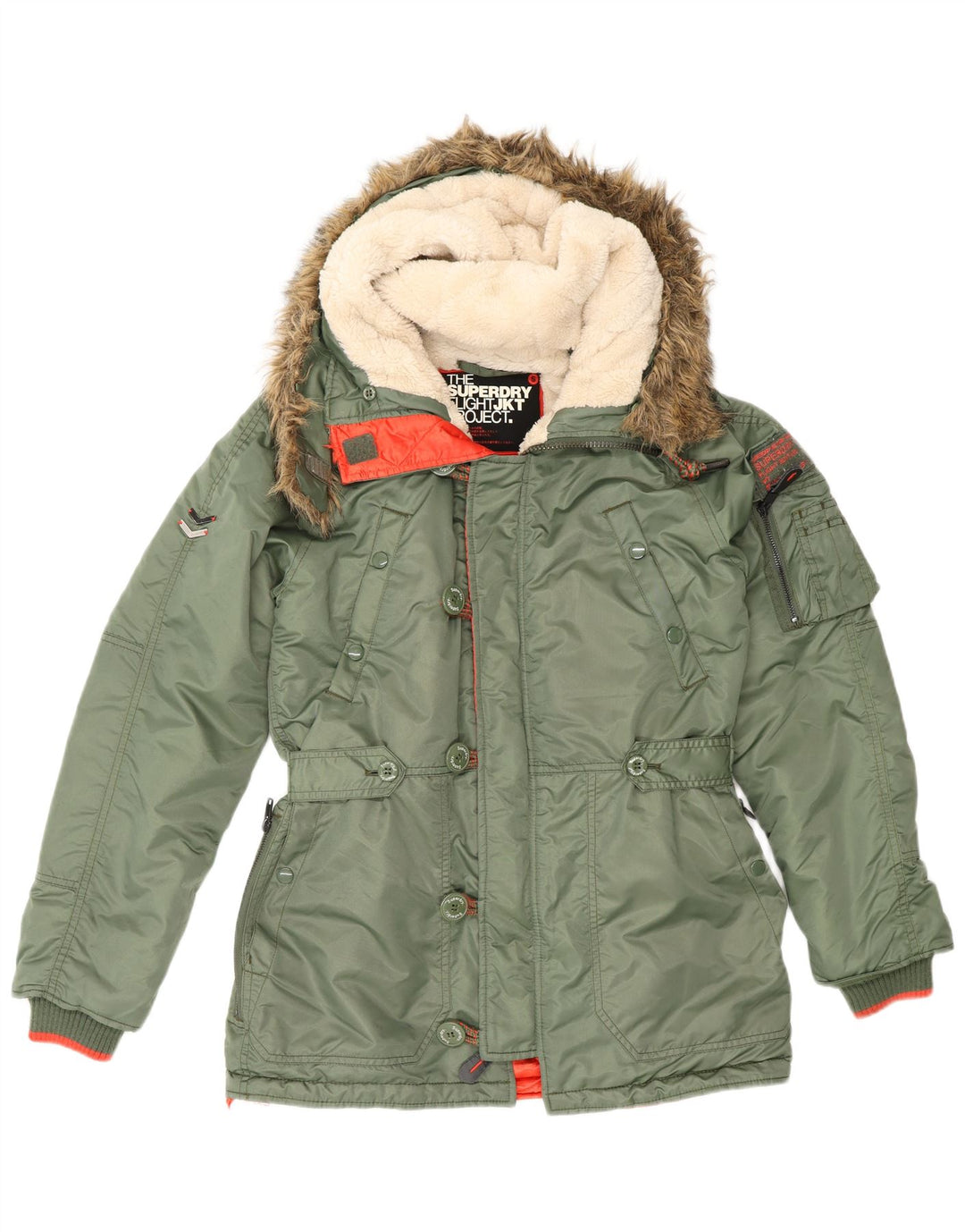 Superdry Parka à capuche pour homme UK 36 Small Vert Nylon