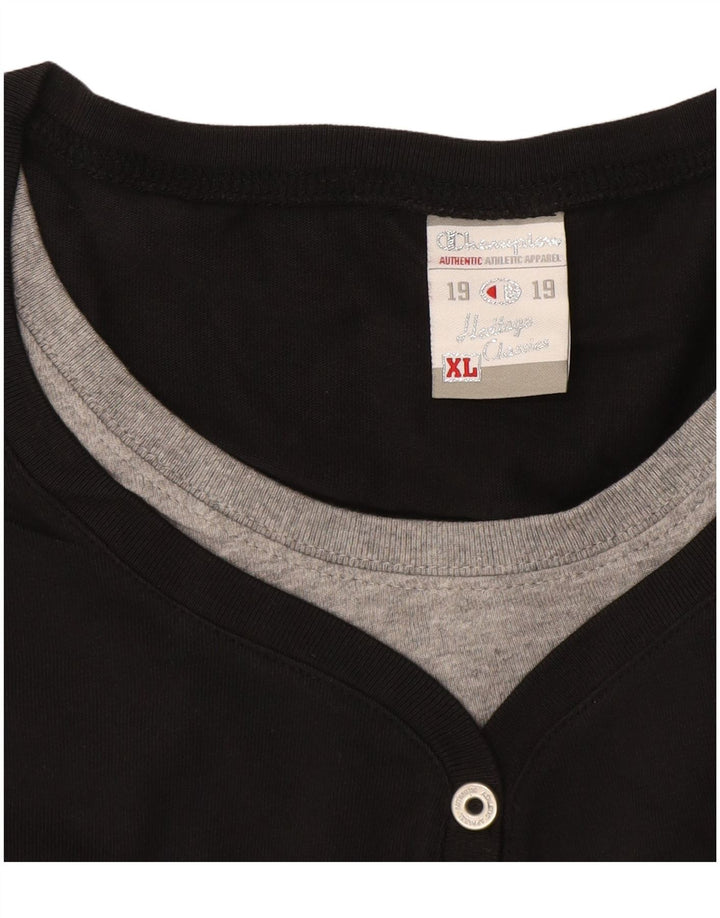 CHAMPION Haut graphique Heritage Classics à manches longues pour femme UK 18 XL Noir