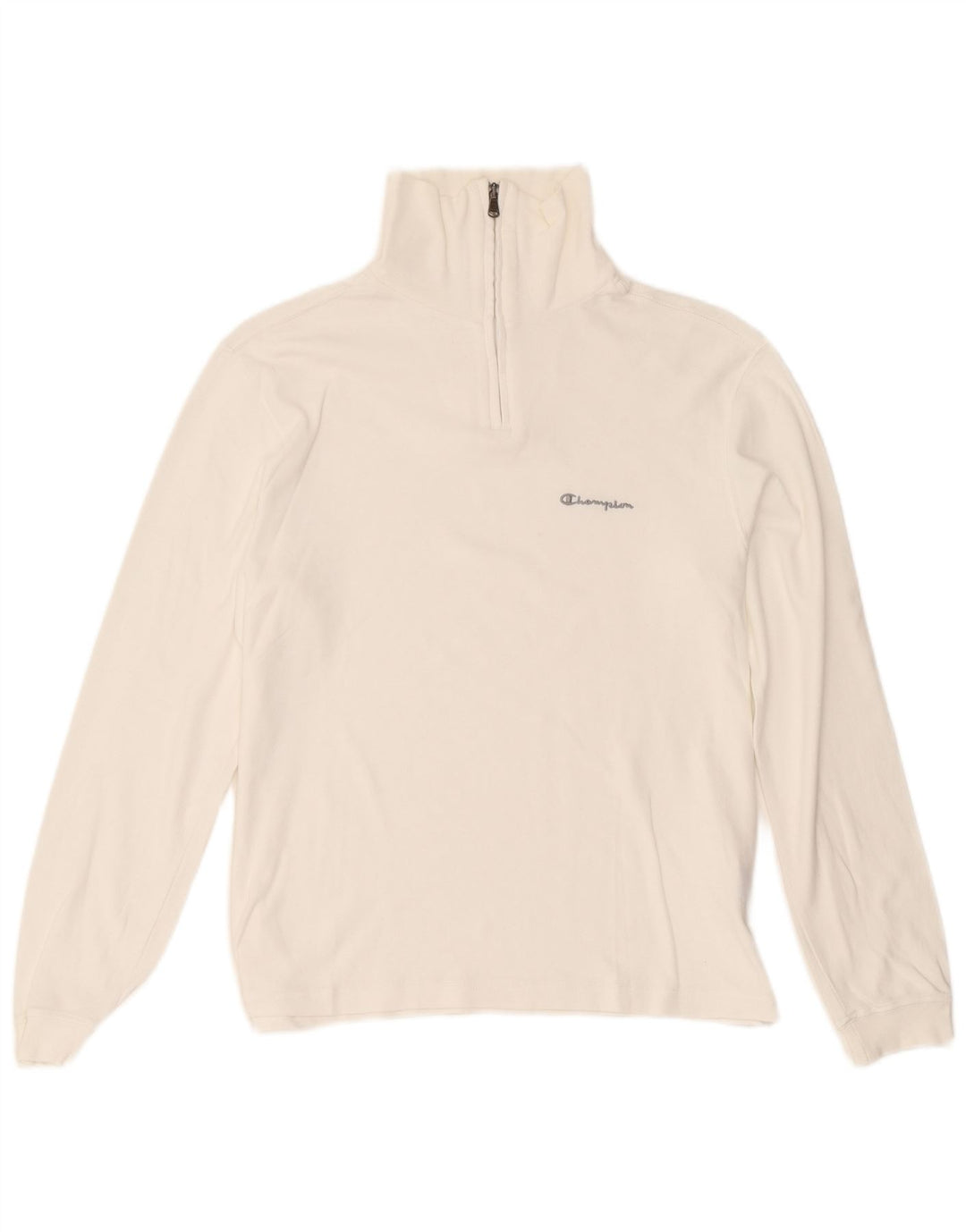 Champion Haut à col zippé et manches longues pour femme UK 14 Coton blanc moyen