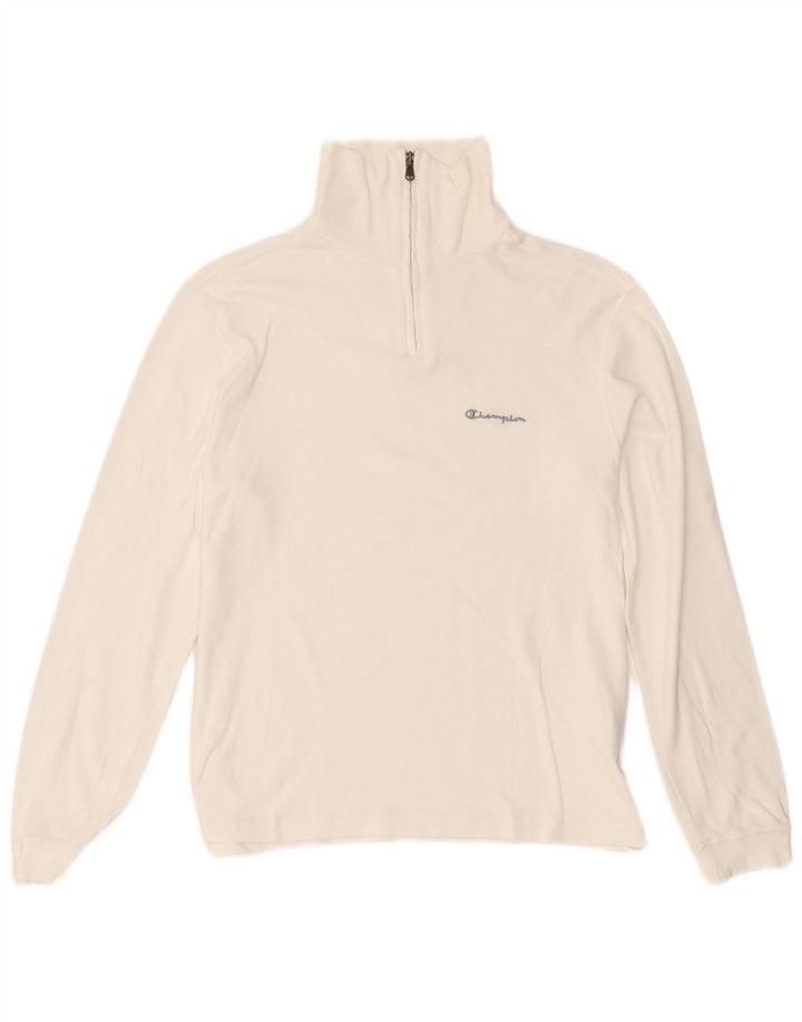 Champion Haut à col zippé et manches longues pour femme UK 14 Coton blanc moyen