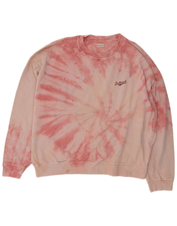 Saltrock Womens Oversized Sweatshirt Jumper UK 14 Large Pink Tie Dye Cotton