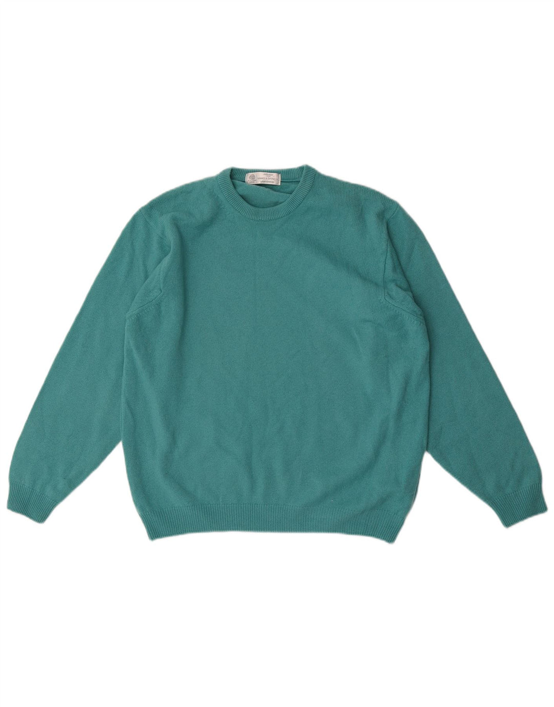 Marks & Spencer Pull à col rond pour homme en laine vierge bleue