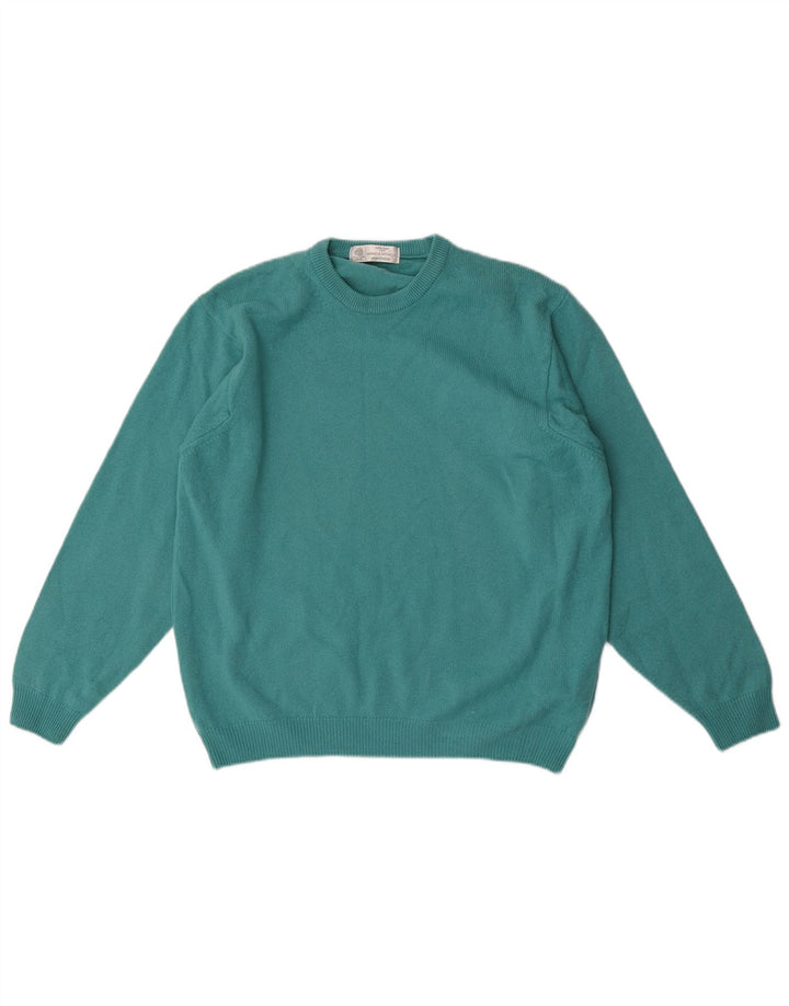 Marks & Spencer Pull à col rond pour homme en laine vierge bleue