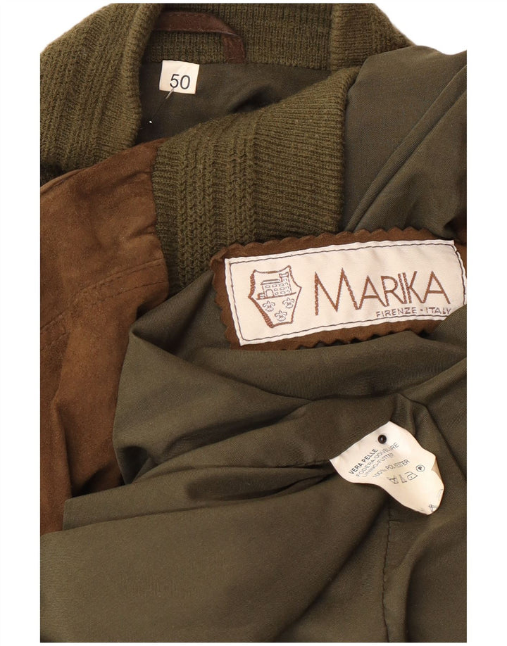 vintage Mens Suede Bomber Jacket IT 50 Grand Cuir Marron