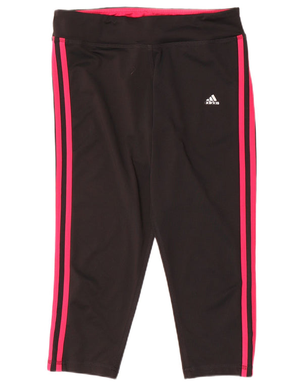 Adidas Femmes Climalite Capri Leggings UK 12/14 Moyen Noir Polyester