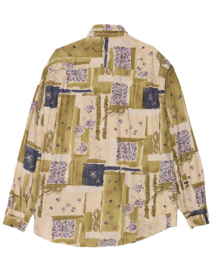 Azzurra Chemise Homme Large Rayonne Patchwork Vert