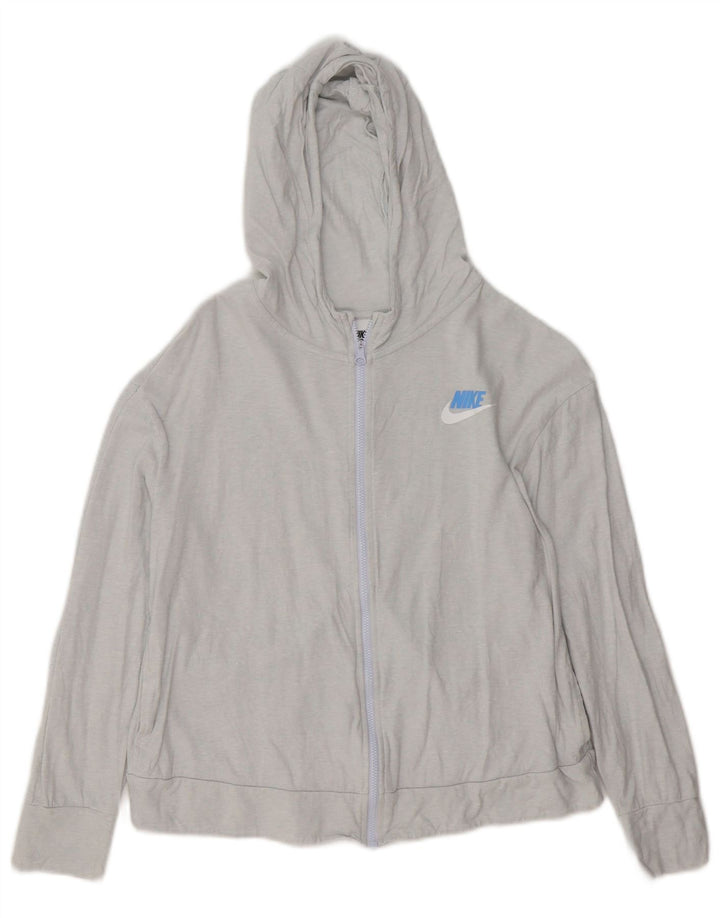 NIKE Pull à capuche zippé fille 13-14 ans XL Gris Coton