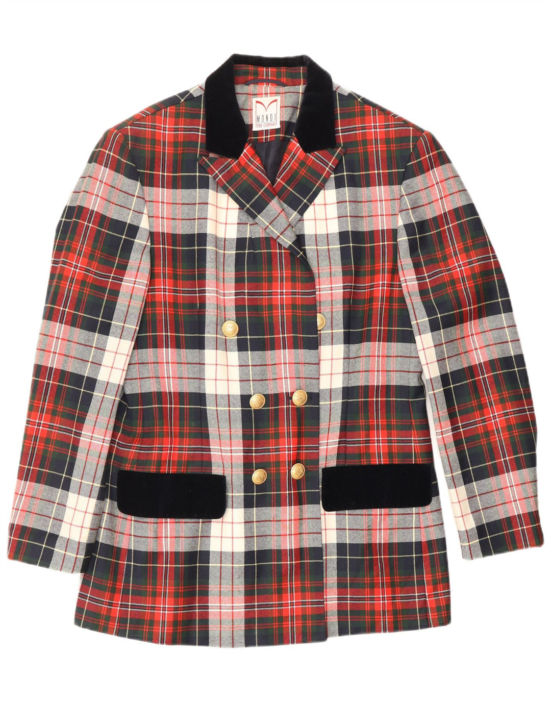 MONDI Veste blazer longue pour femme EU 38 Rouge moyen à carreaux classique