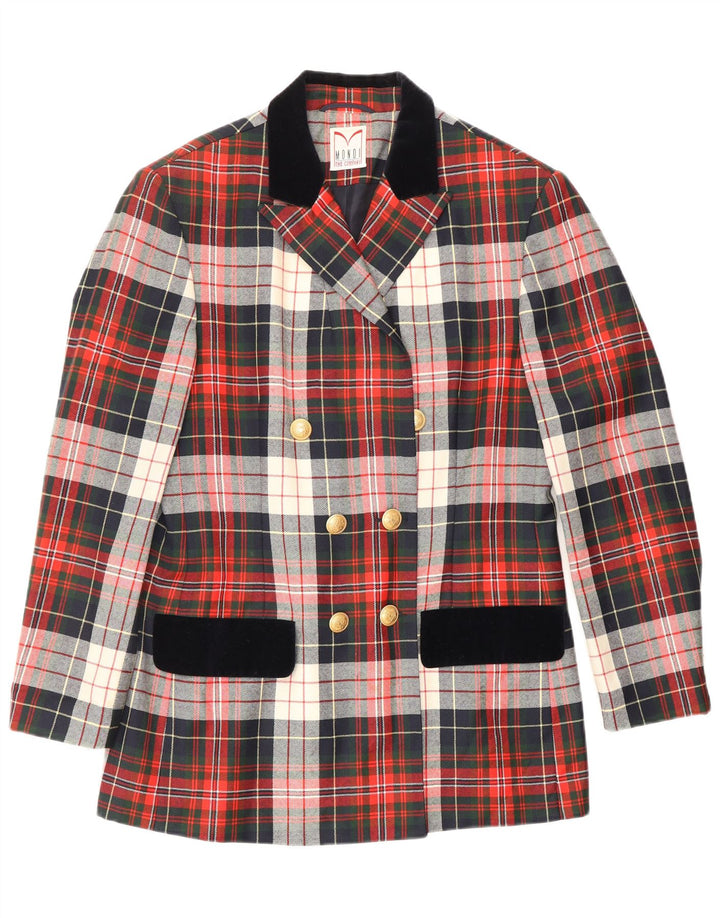 MONDI Veste blazer longue pour femme EU 38 Rouge moyen à carreaux classique