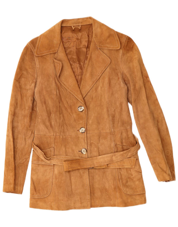 VINTAGE Veste en daim femme UK 14 Marron moyen