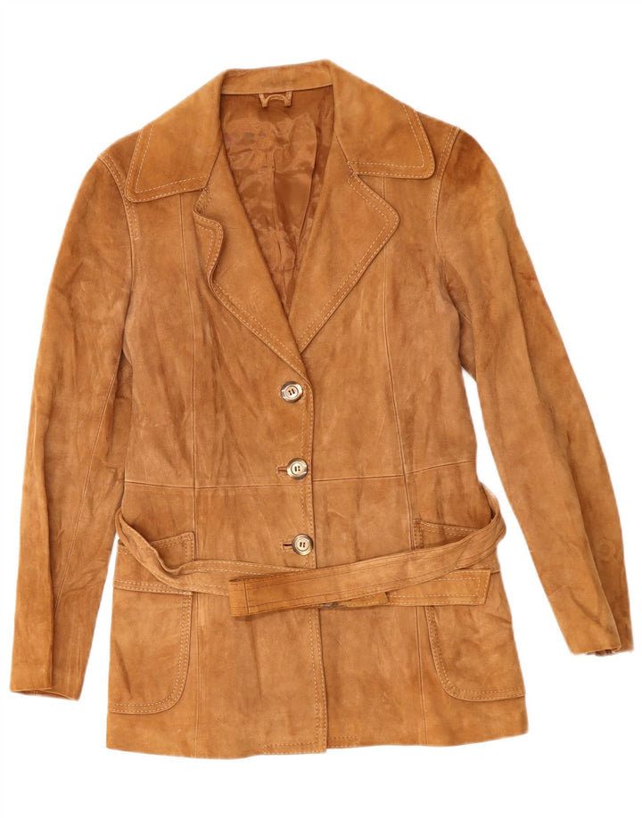 VINTAGE Veste en daim femme UK 14 Marron moyen