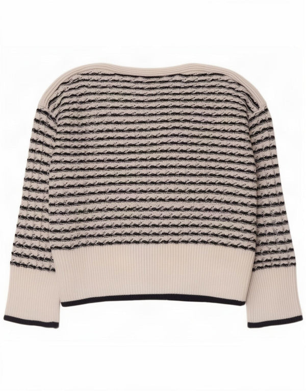 Crew Clothing Pull col bateau pour femme UK 12 Medium Blanc Rayé