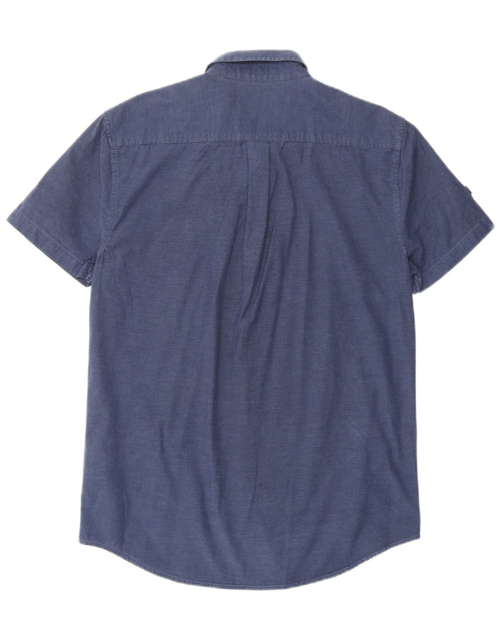 SUPERDRY Chemise à Manches Courtes Coupe Regular Homme Bleu Marine Moyen Coton