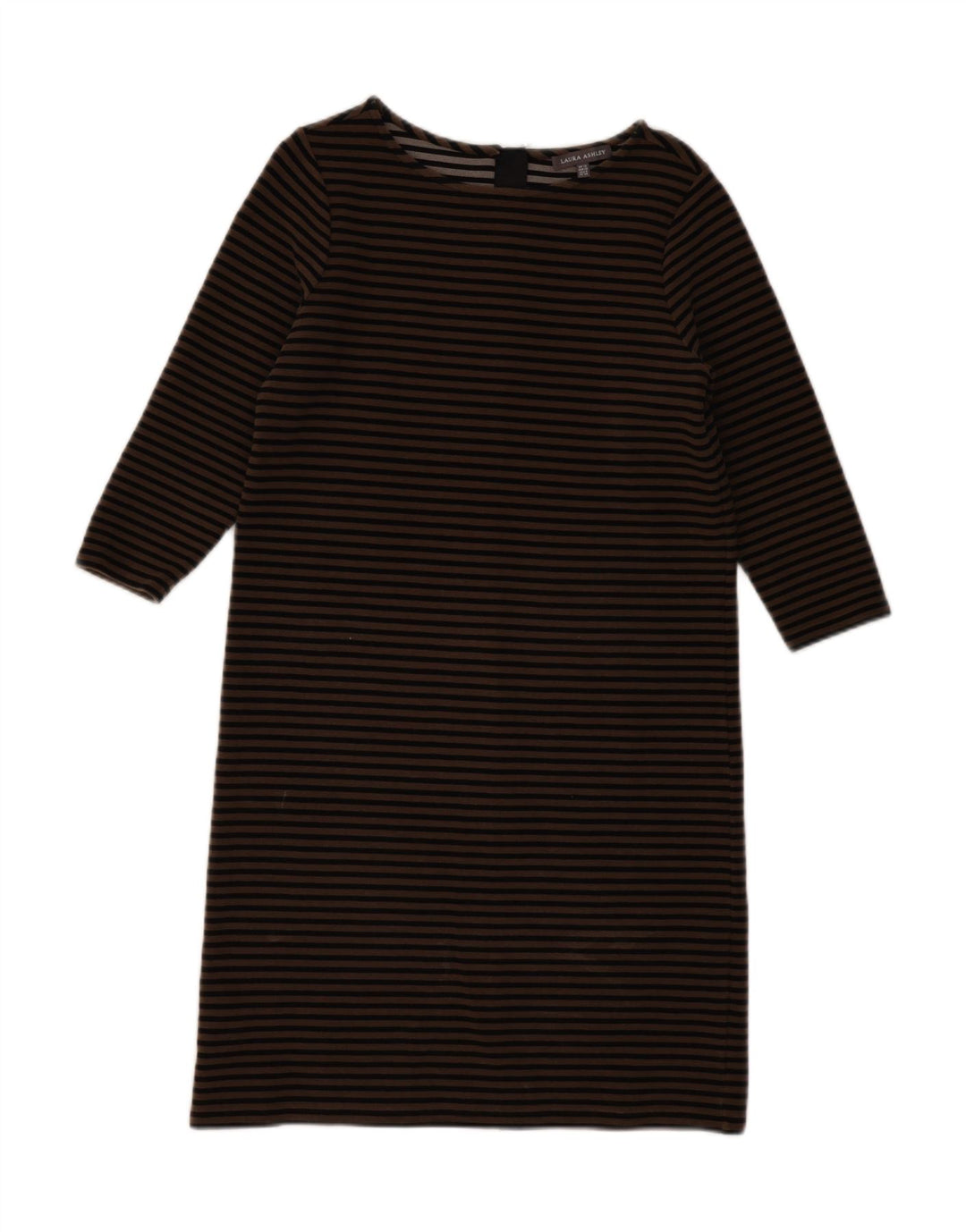 LAURA ASHLEY Robe droite à manches 3/4 pour femme UK 12 Beige moyen rayé